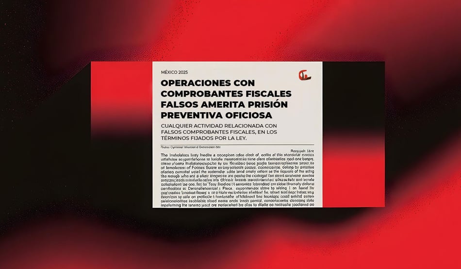 Operaciones con comprobantes fiscales falsos amerita prisión preventiva oficiosa